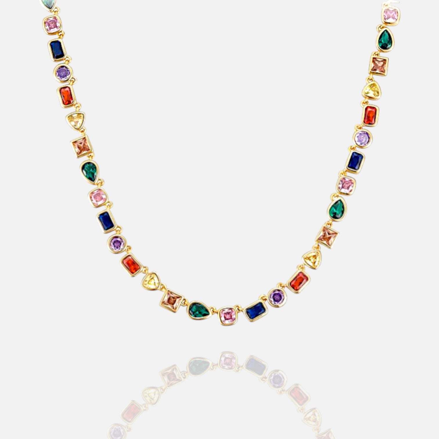 Prismelle Colorful Gem Tennis Necklace