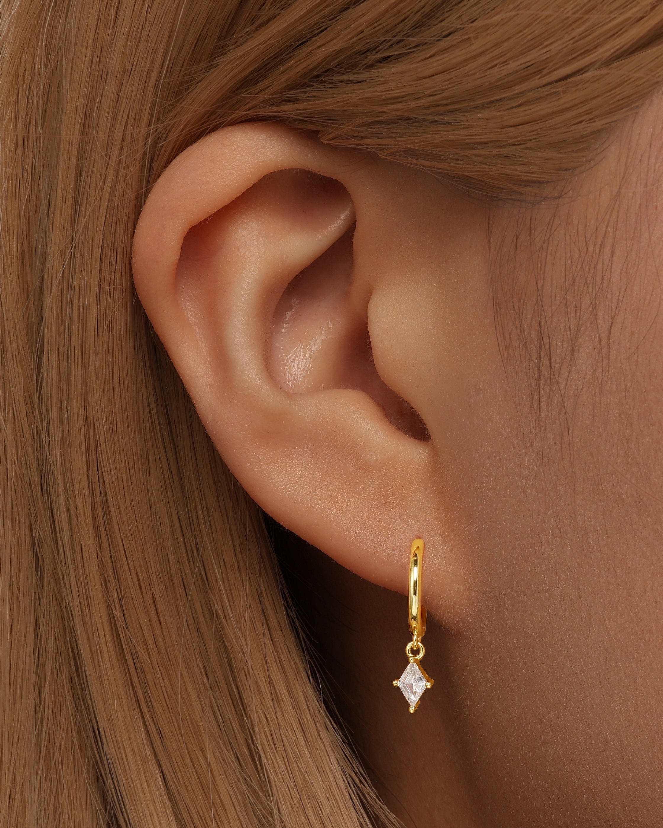 Quadrilateral Pendant Zirconia 3-Piece Earrings