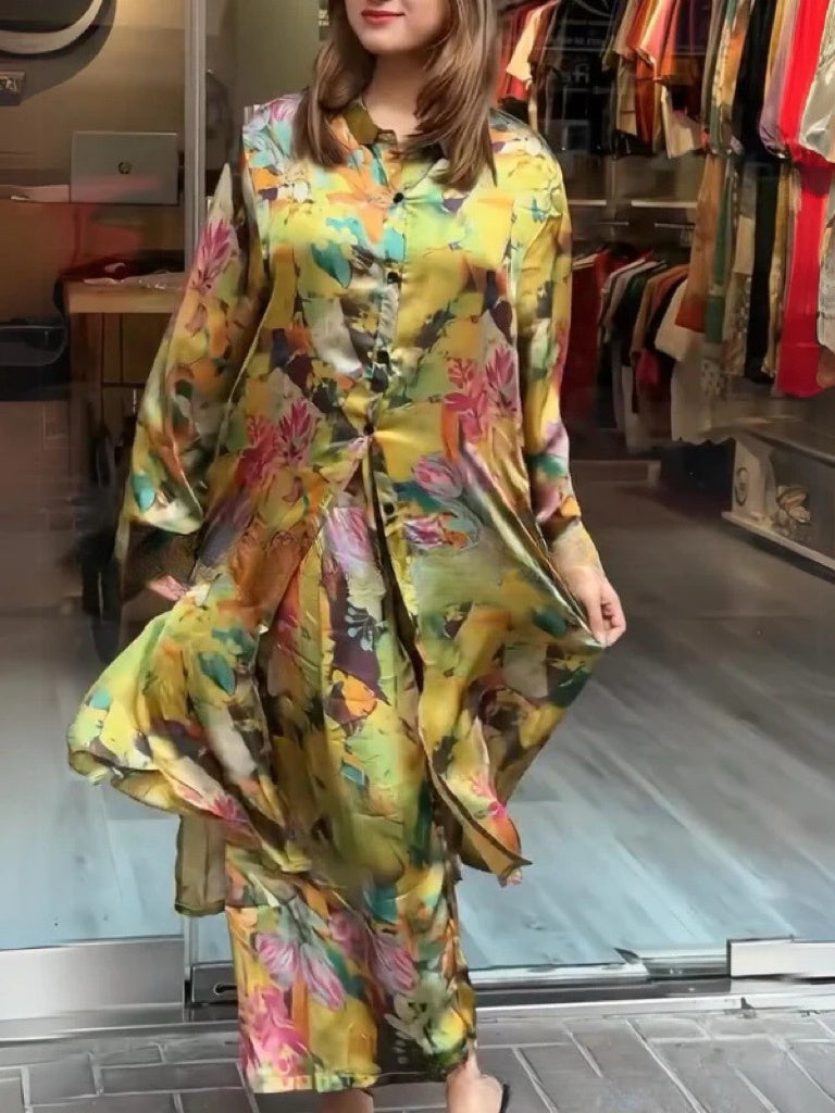 Quenira – Flowing Shirt Dress 2-Piece Set
