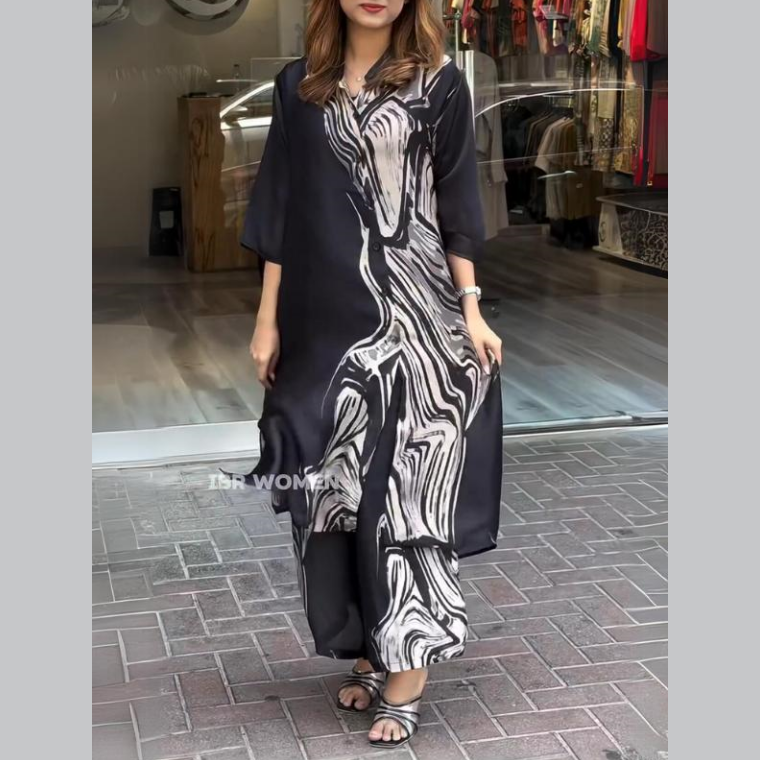 Quenira – Flowing Shirt Dress 2-Piece Set