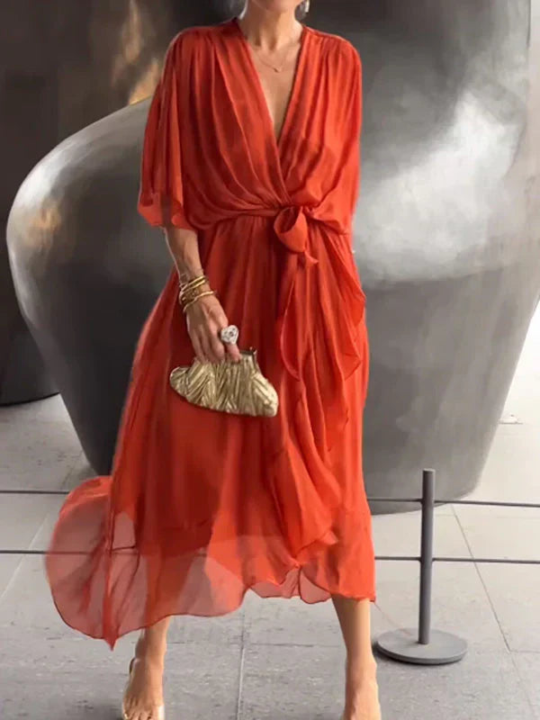Ramilya - Chiffon Dress with V-Neck