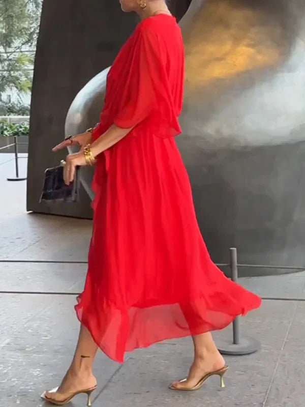 Ramilya - Chiffon Dress with V-Neck
