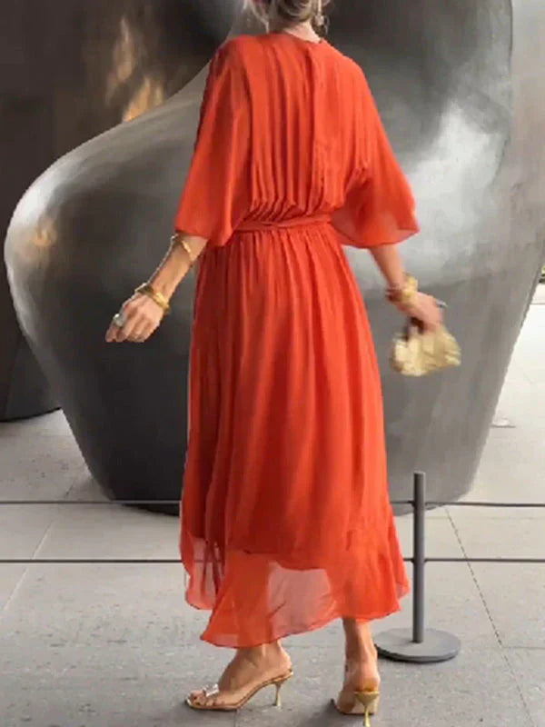 Ramilya - Chiffon Dress with V-Neck