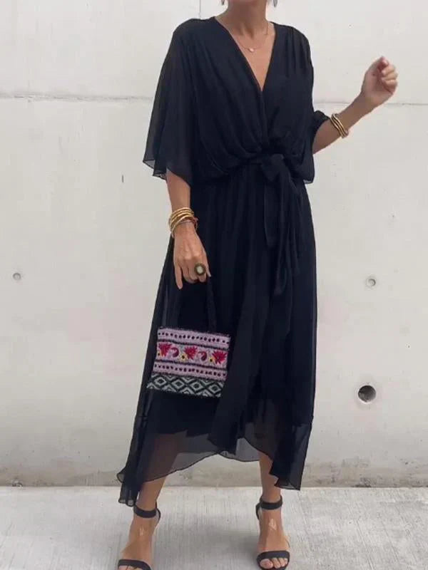 Ramilya - Chiffon Dress with V-Neck