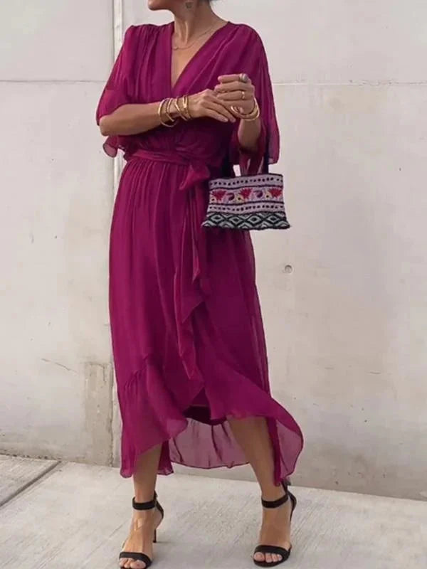 Ramilya - Chiffon Dress with V-Neck