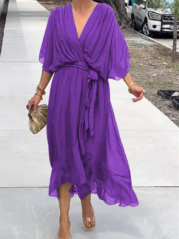 Ramilya - Chiffon Dress with V-Neck