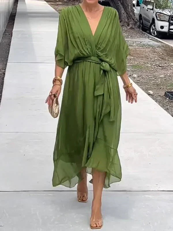 Ramilya - Chiffon Dress with V-Neck