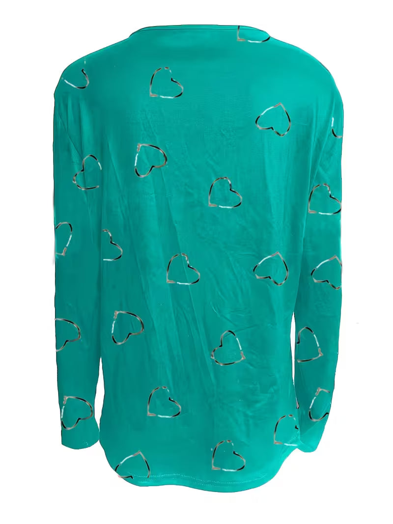 Romisha - T-Shirt with Heart Print and Zipper