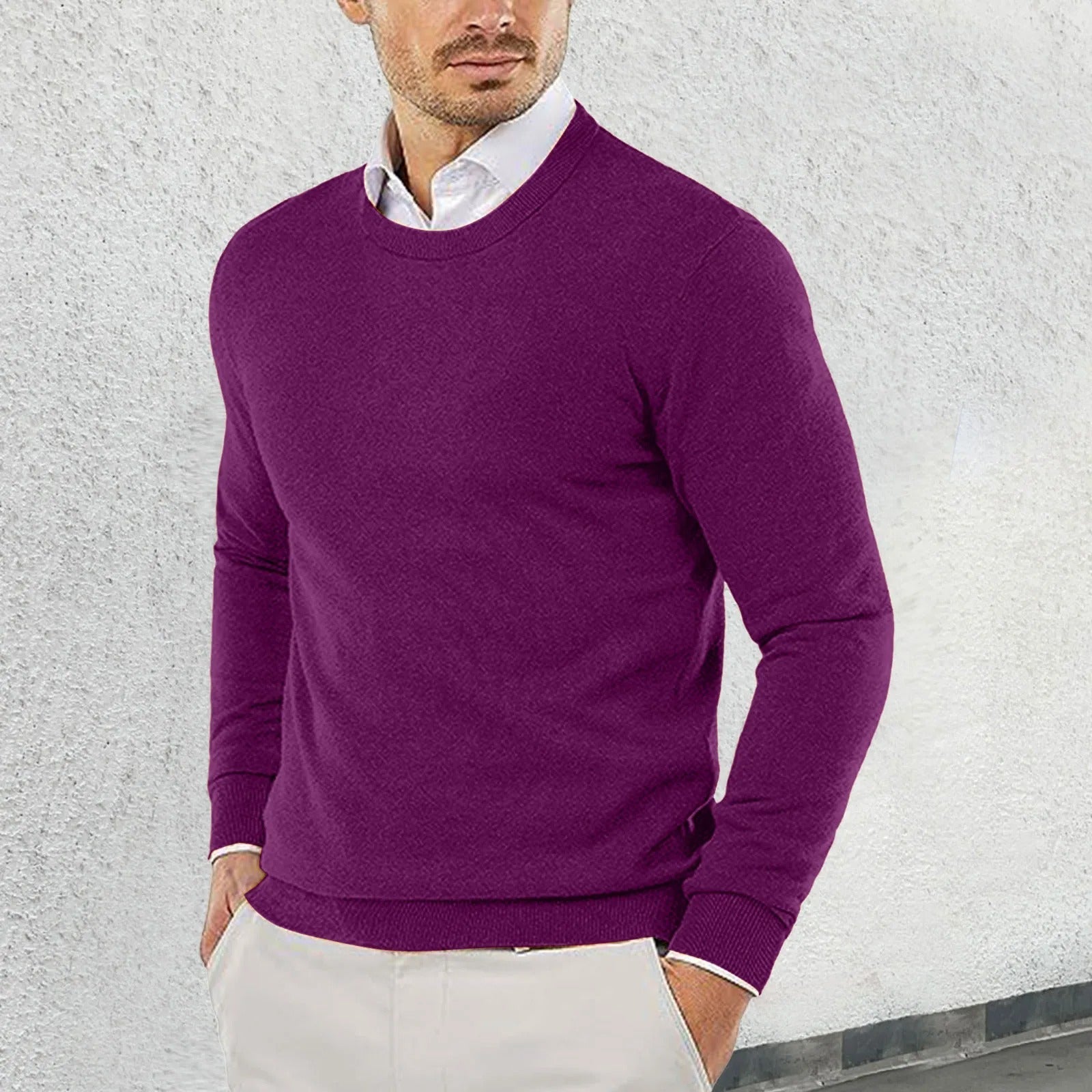 Ronny - Crew Neck Sweater Made of Cotton