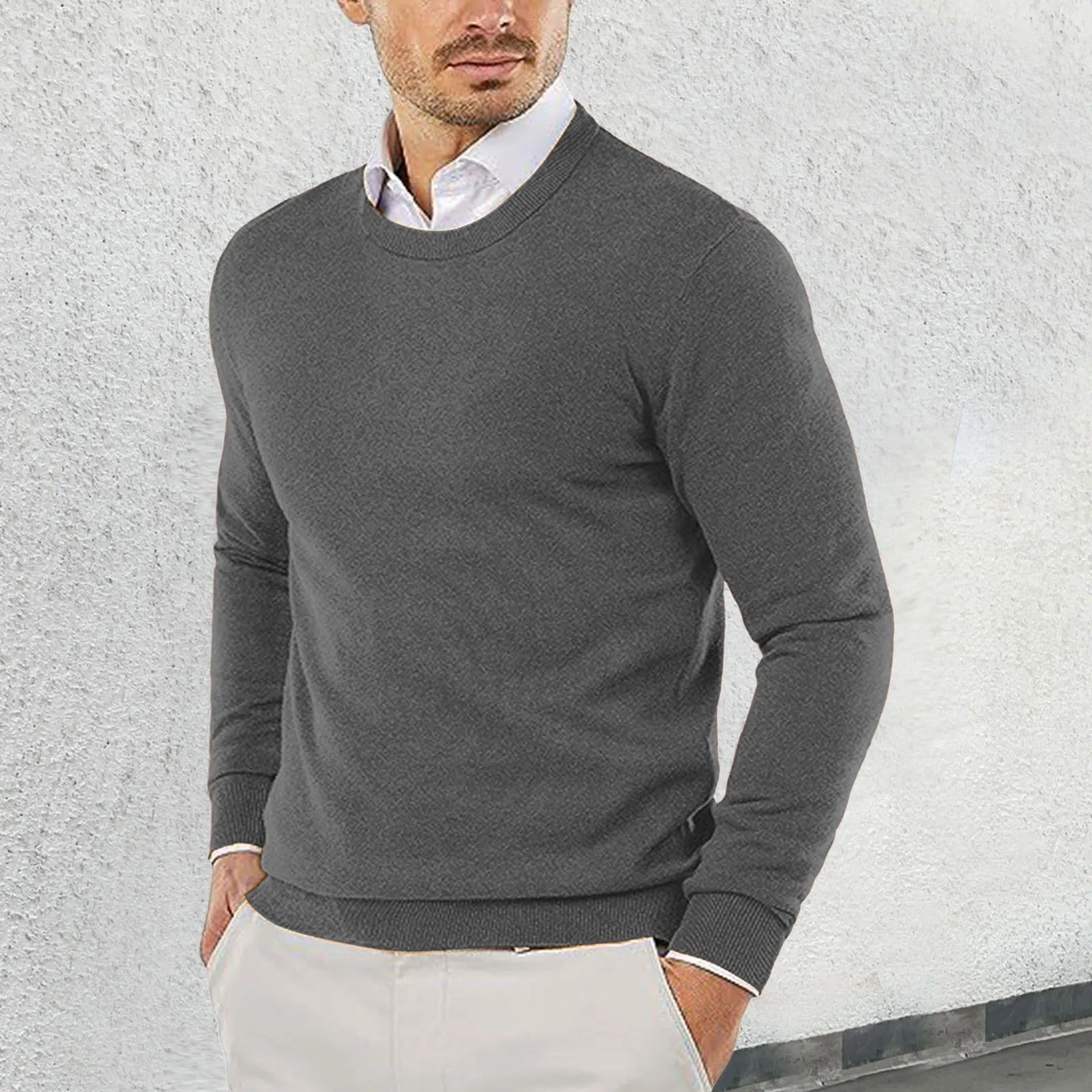 Ronny - Crew Neck Sweater Made of Cotton