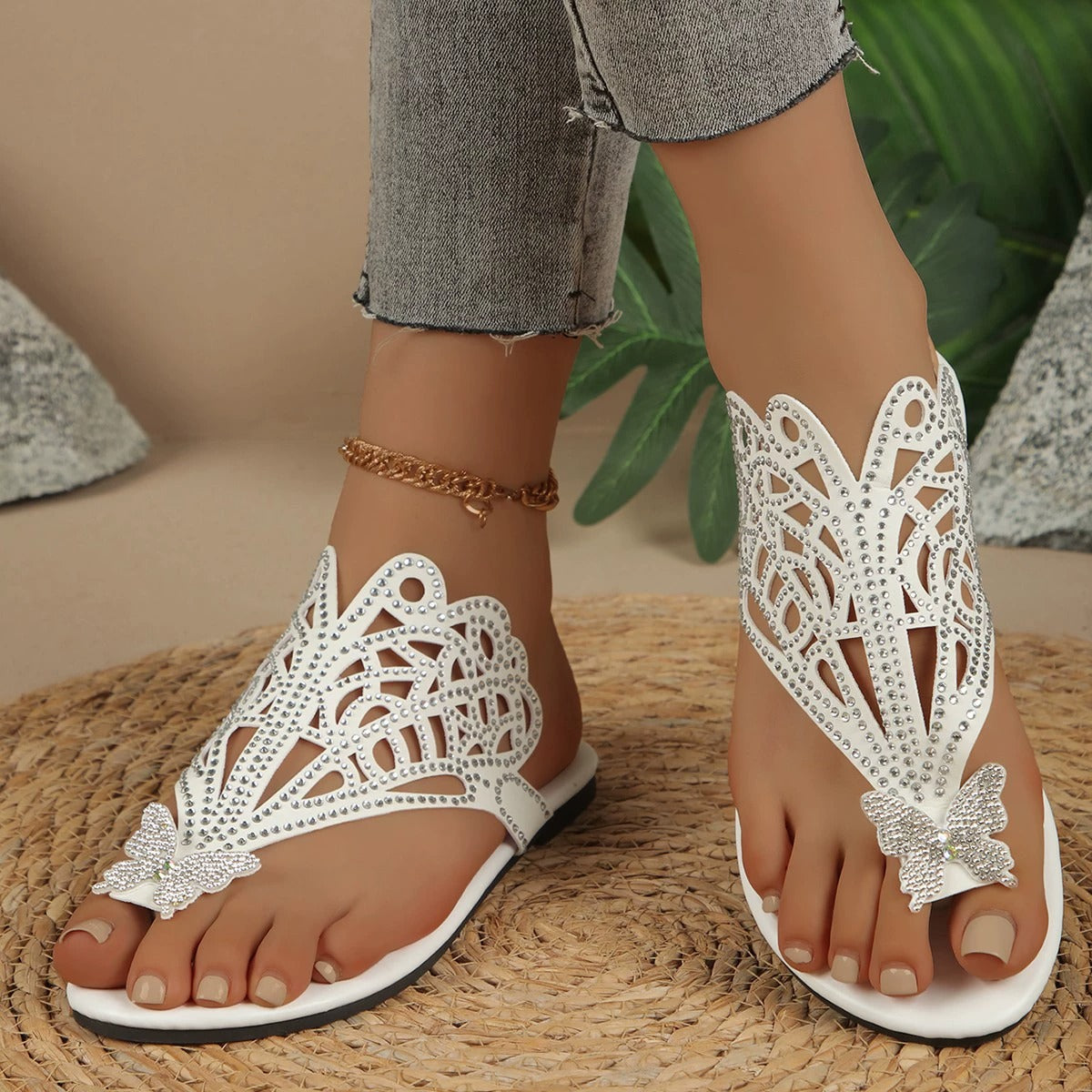 Rosalia - Stylish Leather Sandal with Butterfly Detail