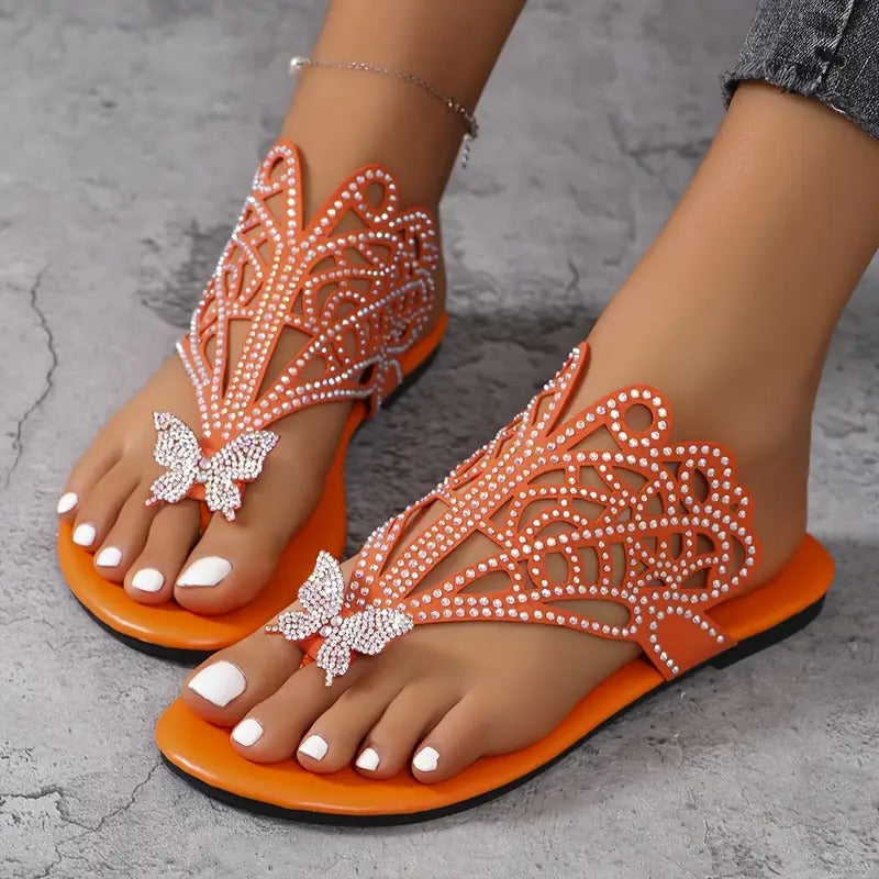 Rosalia - Stylish Leather Sandal with Butterfly Detail