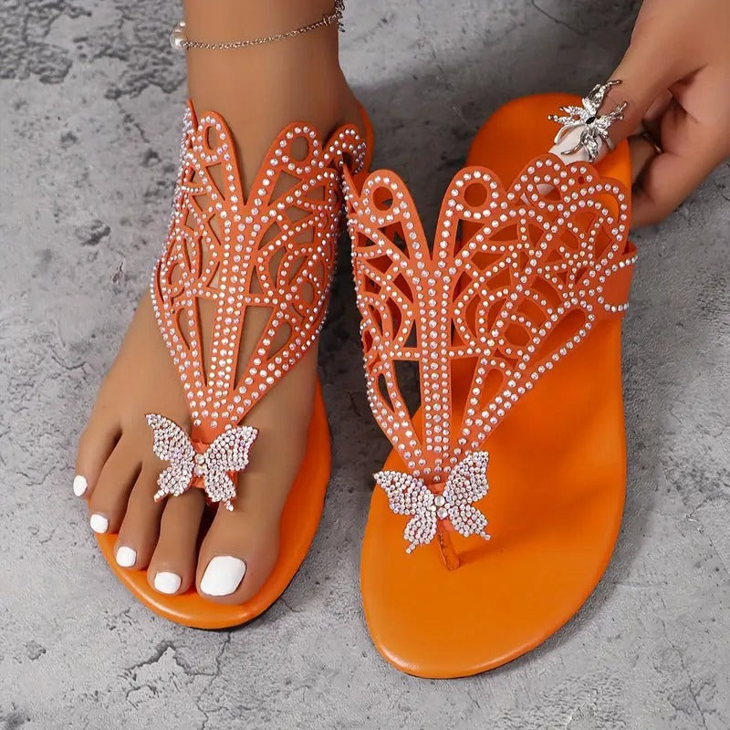 Rosalia - Stylish Leather Sandal with Butterfly Detail