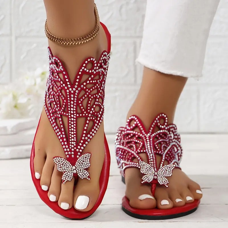 Rosalia - Stylish Leather Sandal with Butterfly Detail