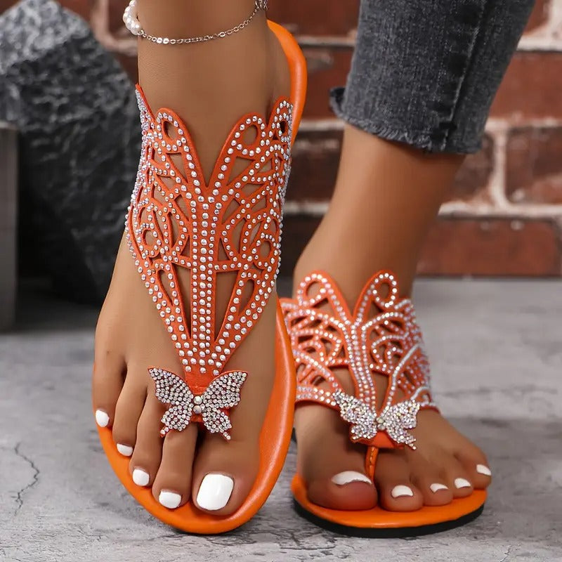 Rosalia - Stylish Leather Sandal with Butterfly Detail