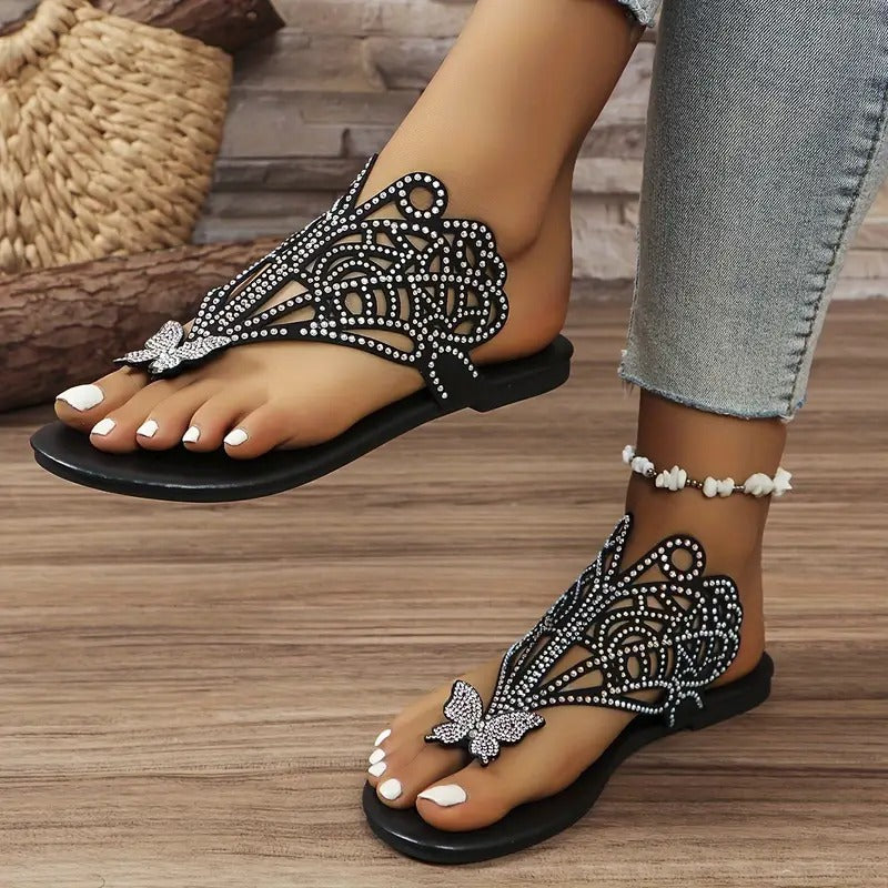 Rosalia - Stylish Leather Sandal with Butterfly Detail