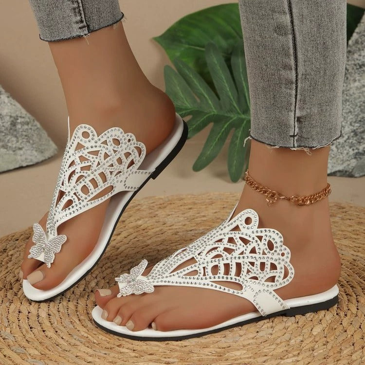 Rosalia - Stylish Leather Sandal with Butterfly Detail