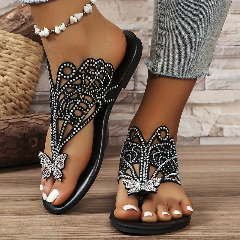 Rosalia - Stylish Leather Sandal with Butterfly Detail