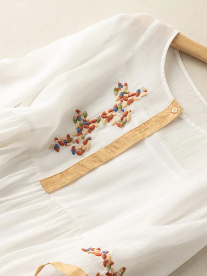Ruth - Embroidered Dress Made of Cotton and Linen