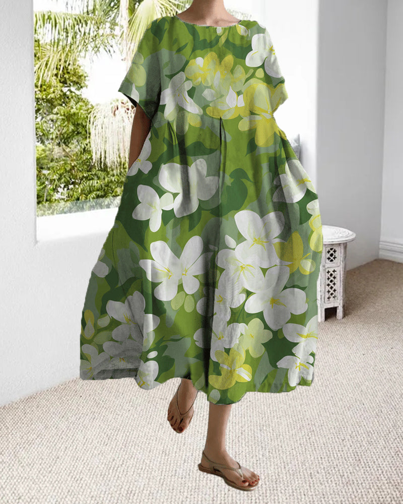 Ruzana - Loose Printed Dress with Short Sleeves