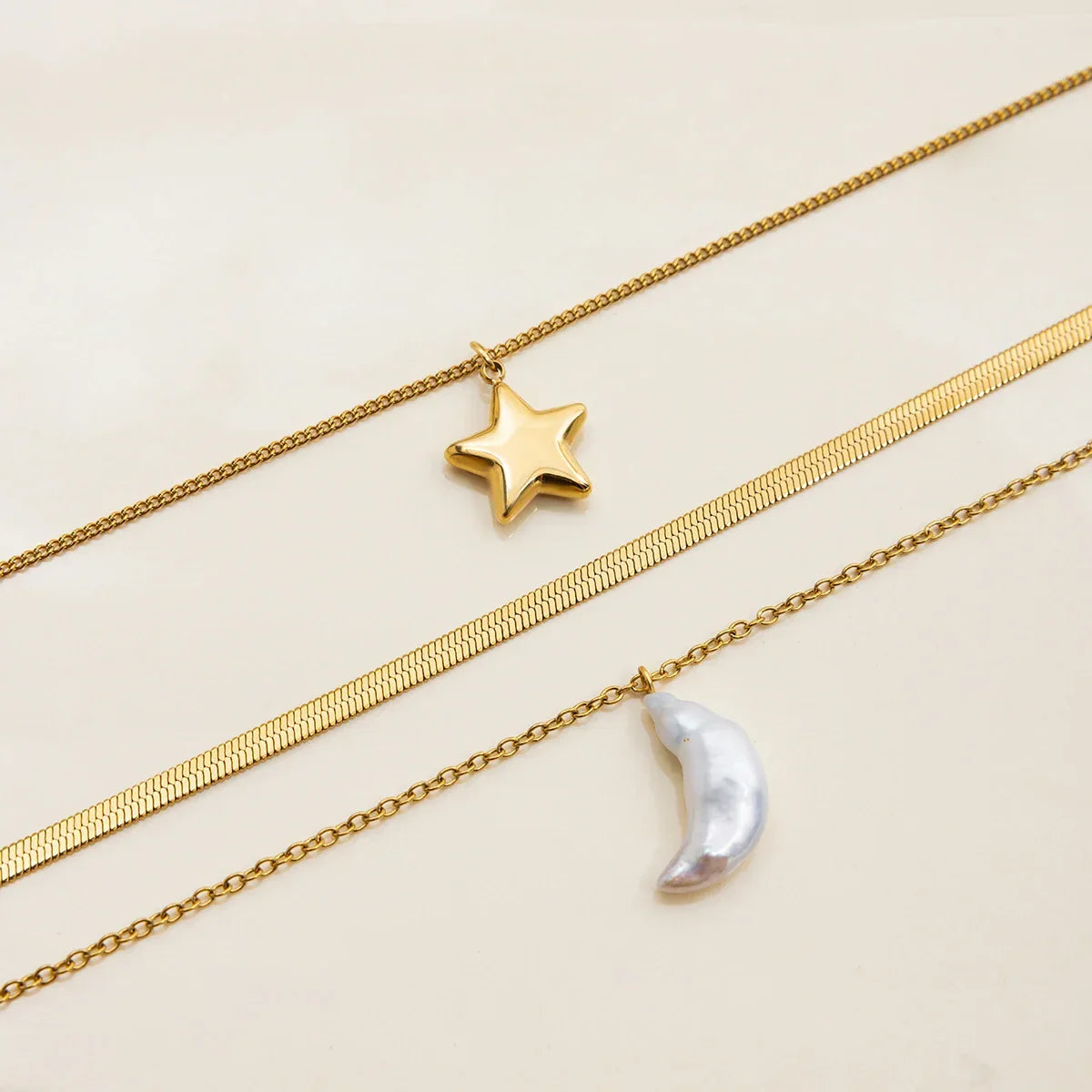 Cirra Sun &amp; Moon Layered Gold Necklace