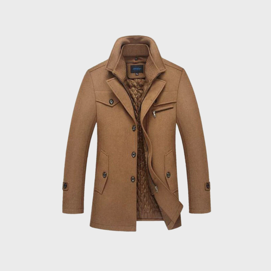 Sabron – Quilted Wool Coat with Front Zipper