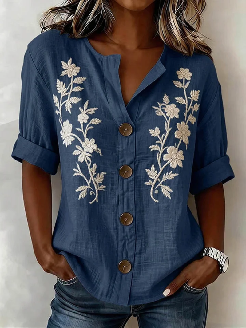 Saleena – Elegant Top with Floral Embroidery