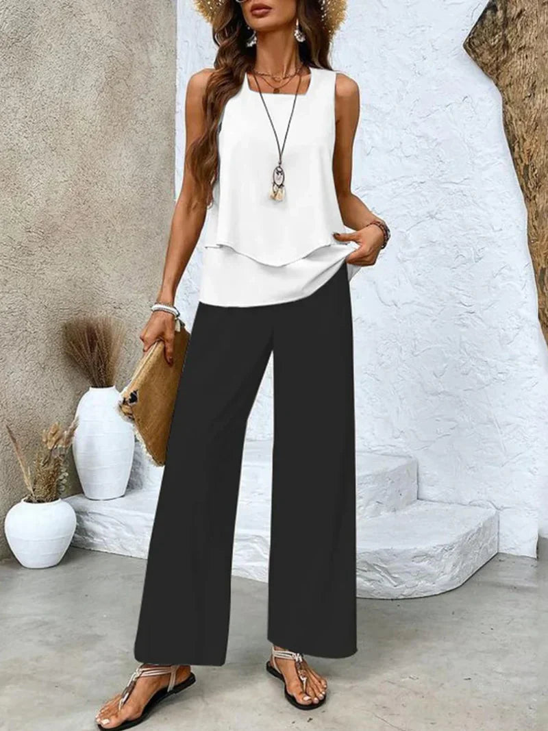Samborska – Summer Top Without Sleeves and Wide Leg Pants