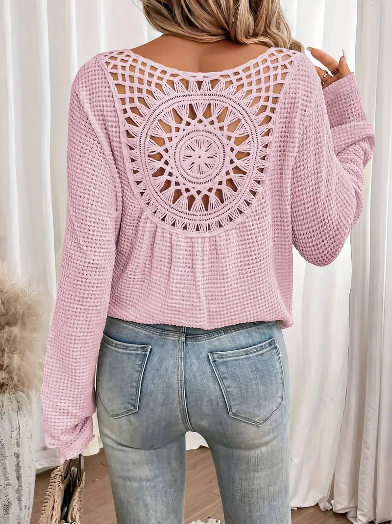 Sassa™ - Elegant Waffle V-Neck Shirt