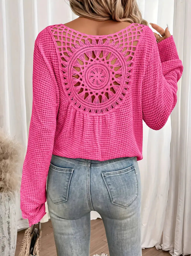 Sassa™ - Elegant Waffle V-Neck Shirt
