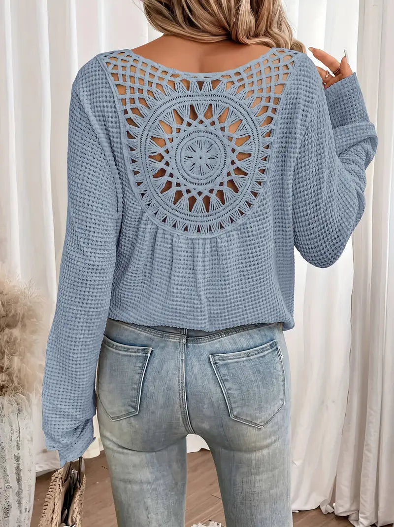 Sassa™ - Elegant Waffle V-Neck Shirt