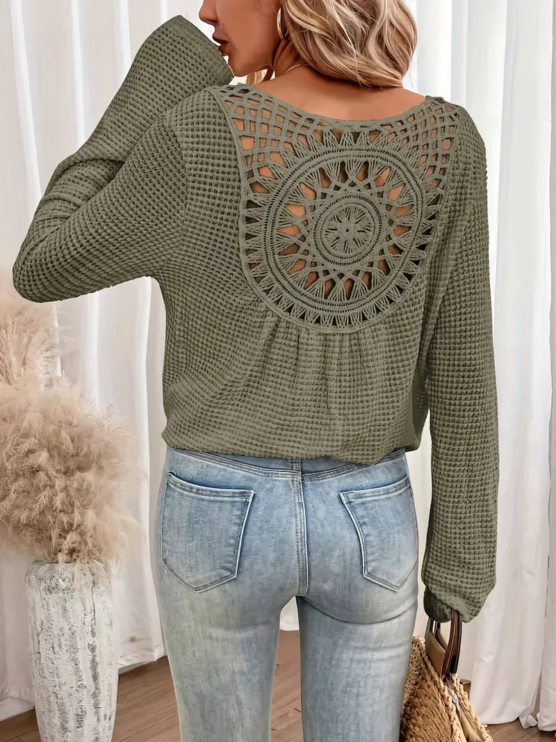 Sassa™ - Elegant Waffle V-Neck Shirt