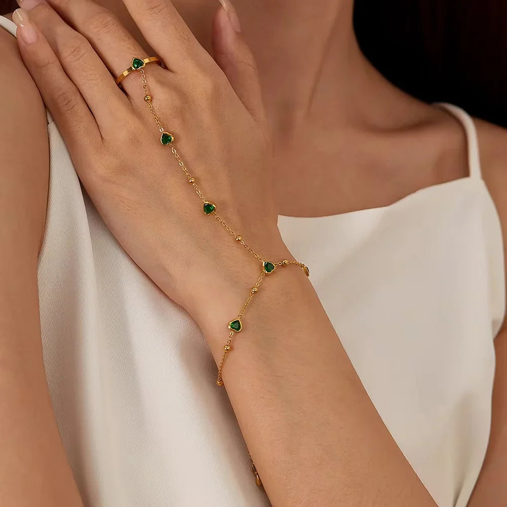 Cadena de mano Gladys Emerald Heart