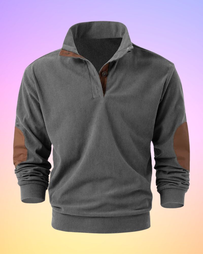 Schorsch - Solid Color Half-Open Long Sleeve Shirt