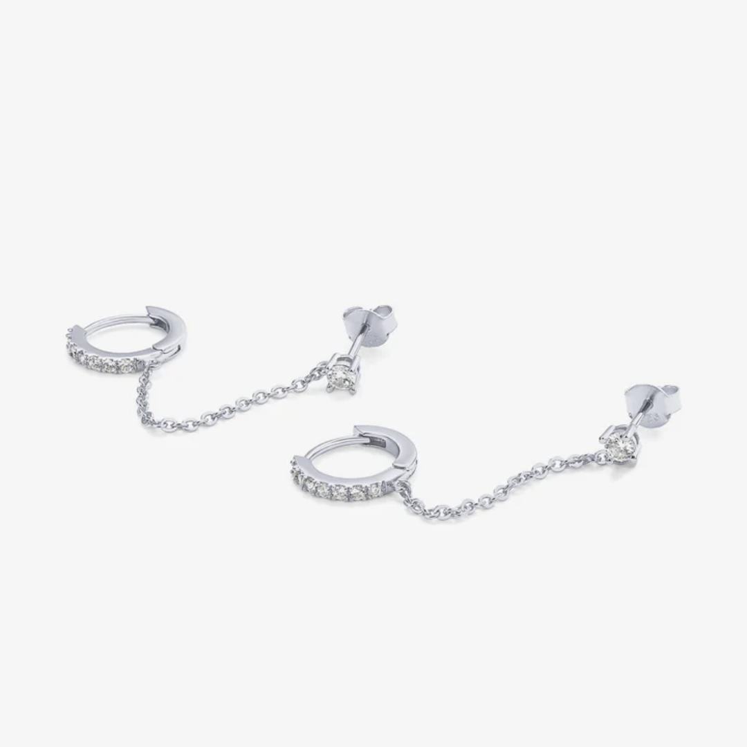 Selene CZ Chain Huggie Hoop Earrings