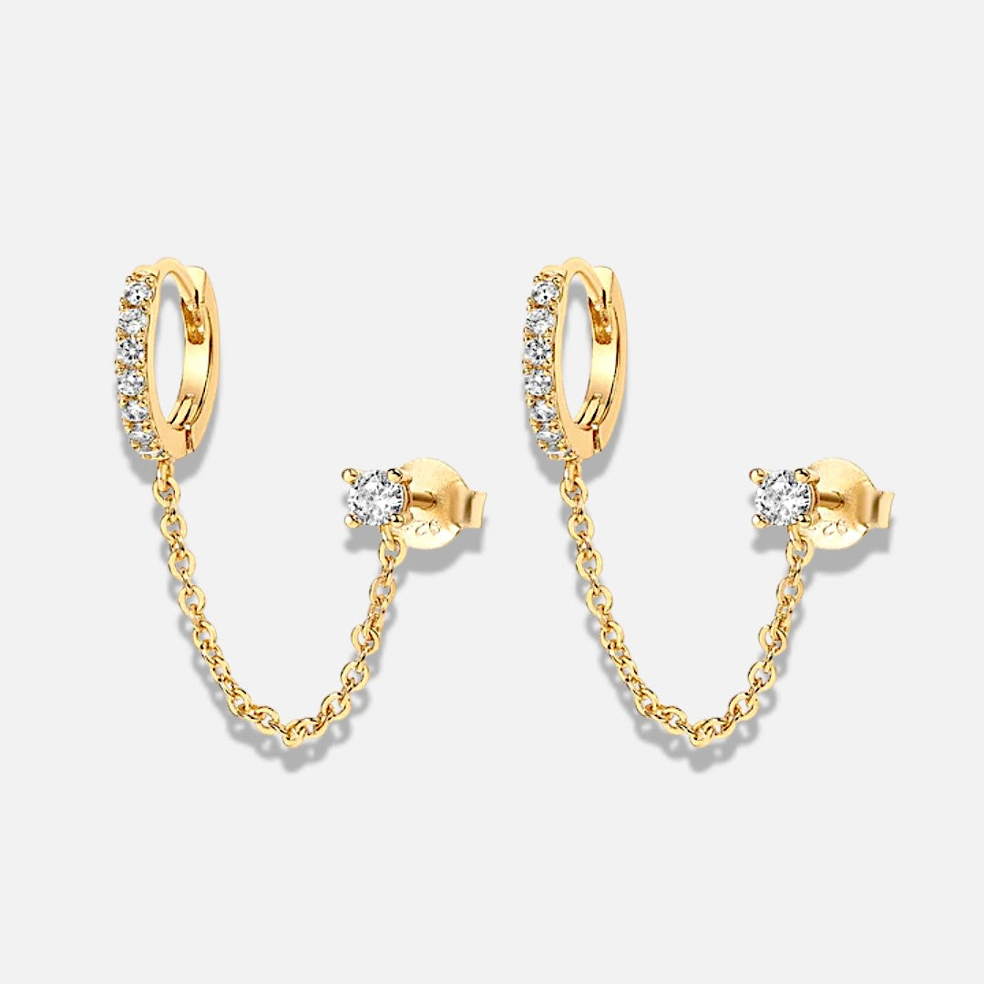 Selene CZ Chain Huggie Hoop Earrings