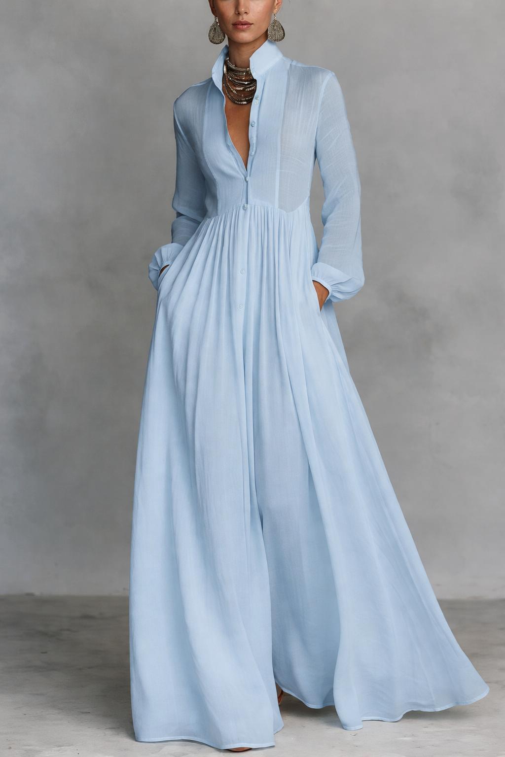 Sheilan – Elegant Maxi Dress with Buttons