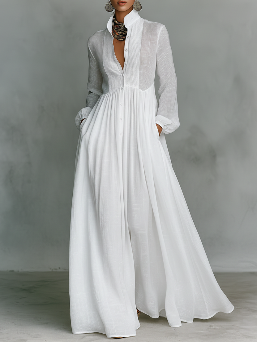 Sheilan – Elegant Maxi Dress with Buttons