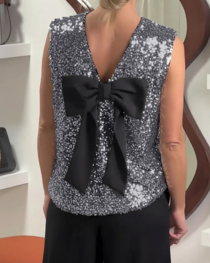 Shinobu – Stylish Tank Top with Bow and Sequins