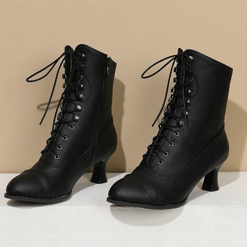 Shlomit - Classic Boot with Thick Heel and Mid-Calf Length