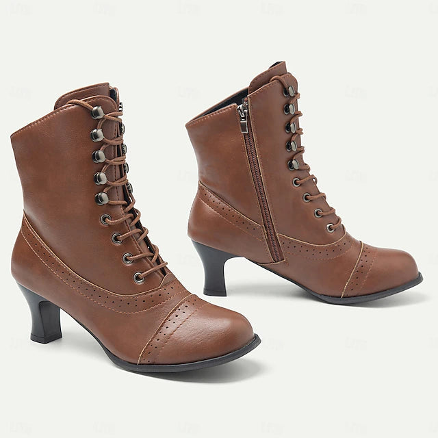 Shlomit - Classic Boot with Thick Heel and Mid-Calf Length