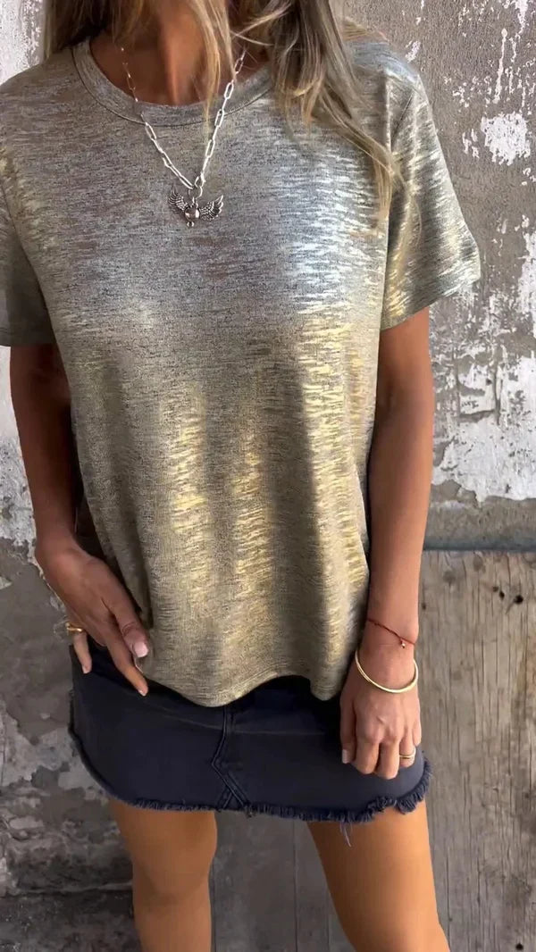 Short Sleeve T-Shirt with Gold Foil