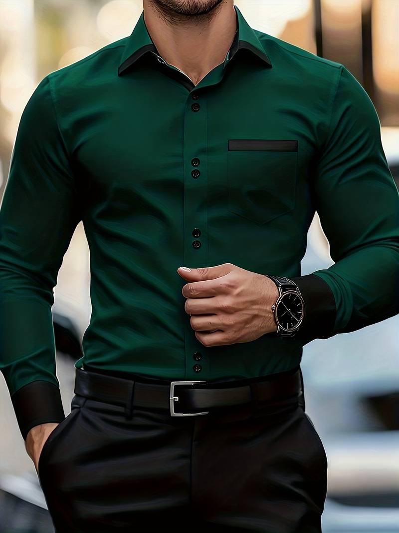 Shoval - Elegant Long Sleeve Shirt with Button Placket