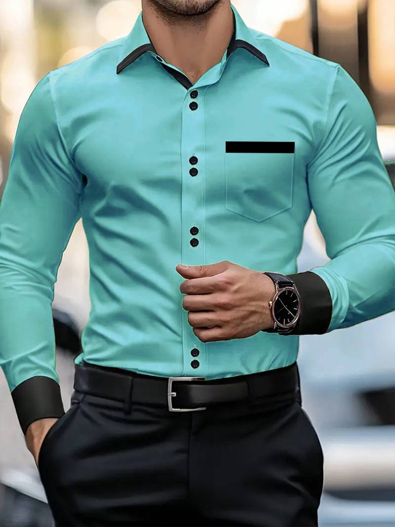 Shoval - Elegant Long Sleeve Shirt with Button Placket