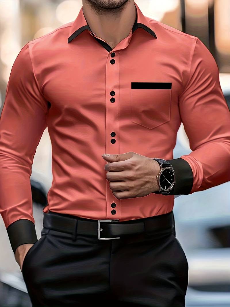 Shoval - Elegant Long Sleeve Shirt with Button Placket