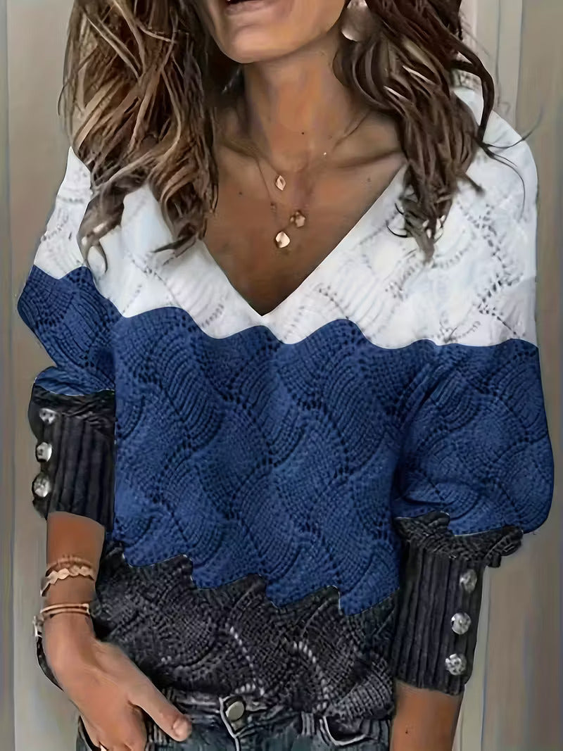 Sinara – Elegant Sweater with V-Neck and Long Sleeves
