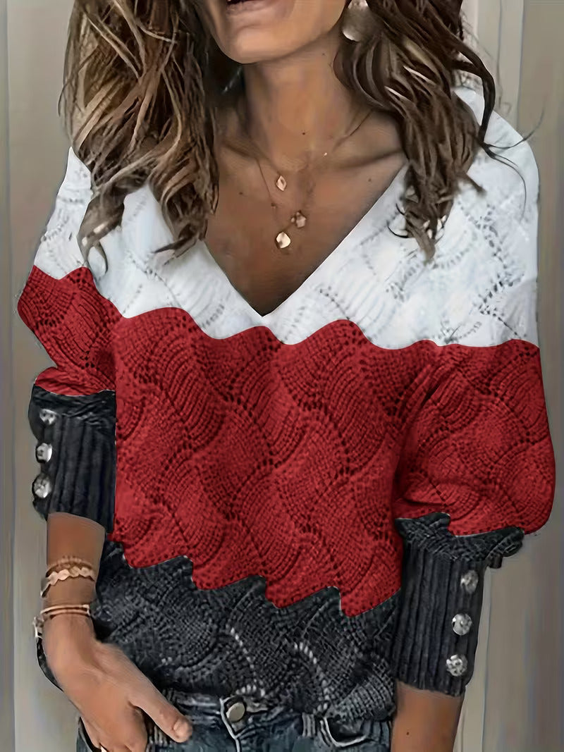 Sinara – Elegant Sweater with V-Neck and Long Sleeves