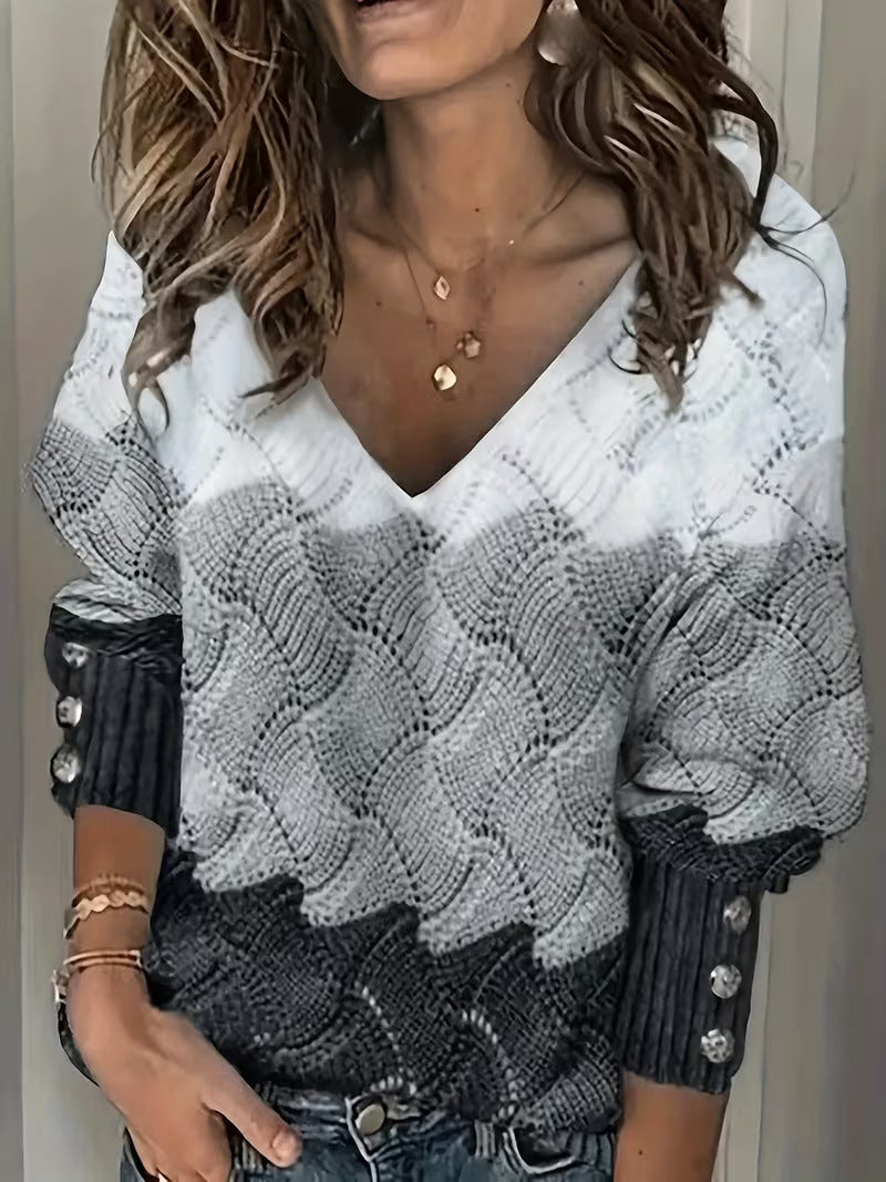 Sinara – Elegant Sweater with V-Neck and Long Sleeves