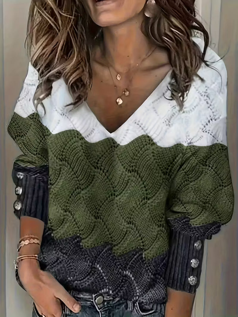 Sinara – Elegant Sweater with V-Neck and Long Sleeves