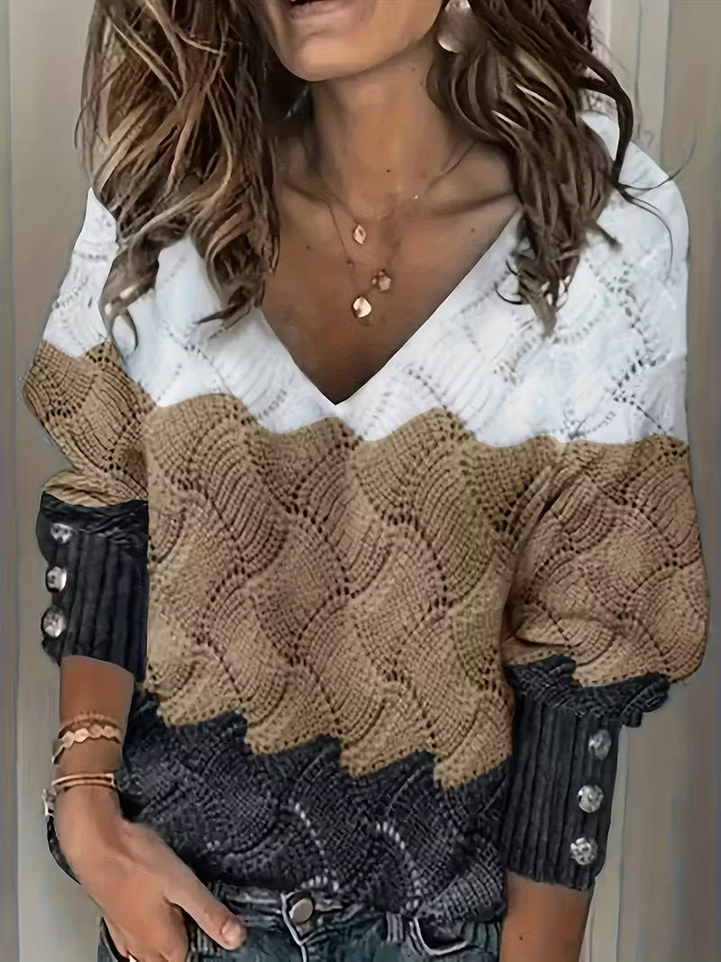 Sinara – Elegant Sweater with V-Neck and Long Sleeves